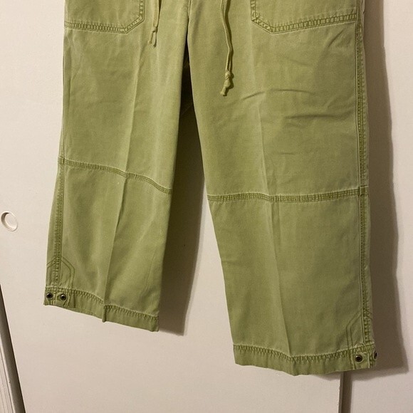 Vintage Y2K Drawstring Cropped Capri Painter Pants Green Chambray Women's M - Picture 4 of 12